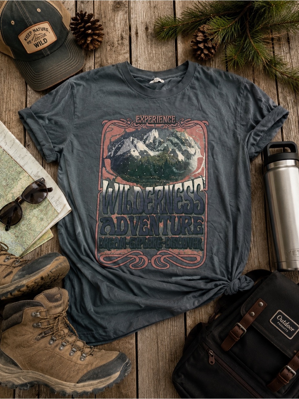 Wilderness Adventure Graphic Tee - Grey